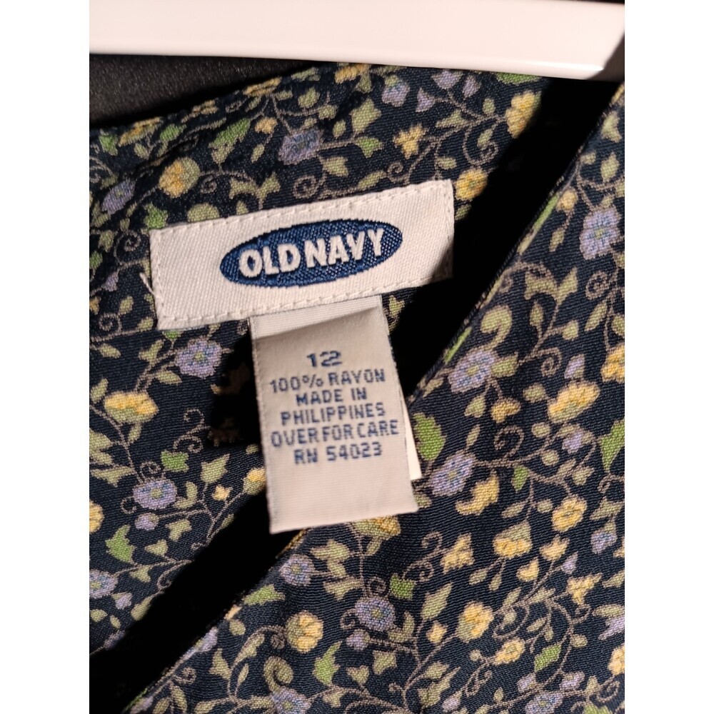 Vintage 90s Old Navy Women’s 12 Floral Rayon Dress Rear Zip Cottagecore Spring - Picture 3 of 6
